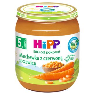 HiPP Warzywa Bio, marchewka z czerwoną soczewicą, po 5 miesiącu, 125 g - zdjęcie produktu