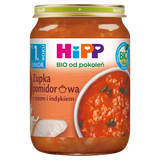 HiPP BIO od pokoleń, zupka pomidorowa z ryżem i indykiem, po 1 roku, 250 g - miniaturka zdjęcia produktu