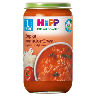 HiPP BIO od pokoleń, zupka pomidorowa z ryżem i indykiem, po 1 roku, 250 g - zdjęcie produktu