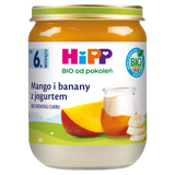 HiPP Owocowy Duet Bio, mango i banany z jogurtem, po 6 miesiącu, 160 g - miniaturka zdjęcia produktu