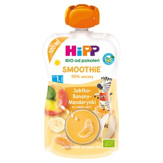 HiPP Smoothie Bio, jabłka, banany i mandarynki, po 1 roku, 120 g - zdjęcie produktu