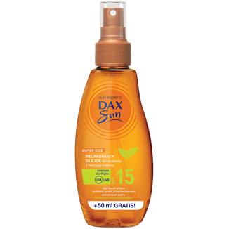 DAX Sun, relaksujący olejek do opalania z herbatą matcha, SPF 15, 200 ml - zdjęcie produktu