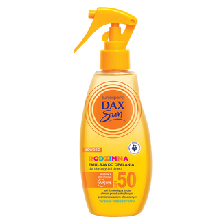 DAX Sun, rodzinna emulsja do opalania dla dorosłych i dzieci od 6 miesiąca, SPF 50, 200 ml - zdjęcie produktu