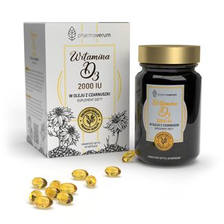 Pharmaverum Witamina D3 2000 IU w oleju z czarnuszki, 60 kapsułek - zdjęcie produktu