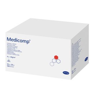 Medicomp, kompresy niejałowe, włókninowe, 4-warstwowe, 30 g/m2, 10 cm x 20 cm, 100 sztuk - zdjęcie produktu