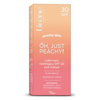 Lirene Oh Just Peachy, lekki krem nawilżający pod makijaż, SPF 30, 50 ml - zdjęcie produktu