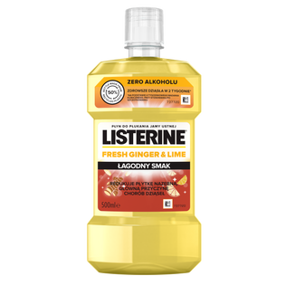 Listerine Fresh Ginger & Lime, płyn do płukania jamy ustnej, łagodny smak, bez alkoholu, 500 ml - zdjęcie produktu