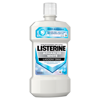 Listerine Advanced White, płyn do płukania jamy ustnej, łagodny smak, 500 ml - zdjęcie produktu