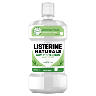 Listerine Naturals Gum Protection, płyn do płukania jamy ustnej, łagodny smak, bez alkoholu, 500 ml - zdjęcie produktu