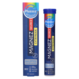 Plusssz Magnez Skurcz Cytrynian, smak cytryna-pomarańcza, 24 tabletki musujące - zdjęcie produktu