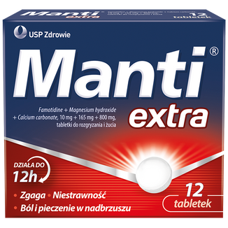 Manti Extra 10 mg + 165 mg + 800 mg, 12 tabletek do rozgryzania i żucia - zdjęcie produktu