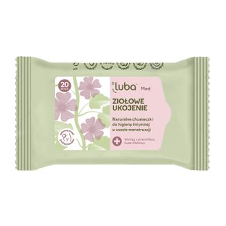 Luba Med Ziołowe Ukojenie, naturalne chusteczki do higieny intymnej w czasie menstruacji, 20 sztuk - zdjęcie produktu