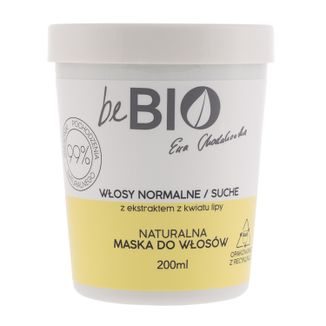beBIO Ewa Chodakowska, naturalna maska do włosów normalnych i suchych, 200 ml - zdjęcie produktu