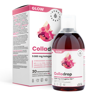 Aura Herbals Colladrop Glow, kolagen morski HM 5000 mg, 500 ml USZKODZONE OPAKOWANIE - zdjęcie produktu