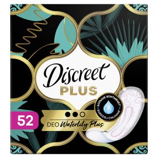 Discreet Plus Deo, oddychające wkładki higieniczne, Waterlily, 52 sztuki - zdjęcie produktu