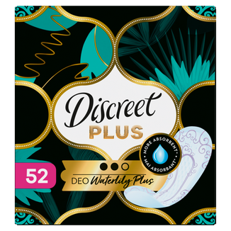 Discreet Plus Deo, oddychające wkładki higieniczne, Waterlily, 52 sztuki Discreet Plus Deo, oddychające wkładki higieniczne, Waterlily, 52 sztuki - zdjęcie produktu