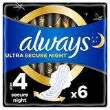 Always Ultra Secure Night, podpaski ze skrzydełkami, rozmiar 4, 6 sztuk - miniaturka zdjęcia produktu