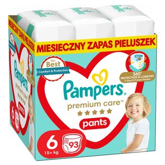 Pampers Premium Care Pants, pieluchomajtki, rozmiar 6, 15+ kg, 93 sztuki - zdjęcie produktu