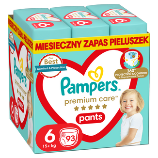 Pampers Premium Care Pants, pieluchomajtki, rozmiar 6, 15+ kg, 93 sztuki - zdjęcie produktu