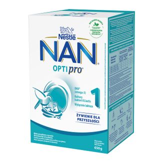 Nestle NAN Optipro 1, mleko początkowe dla niemowląt od urodzenia, 650 g USZKODZONE OPAKOWANIE - zdjęcie produktu