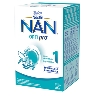 Nestle NAN Optipro 1, mleko początkowe dla niemowląt od urodzenia, 650 g USZKODZONE OPAKOWANIE - zdjęcie produktu