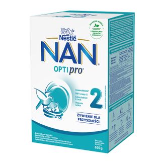 Nestle NAN Optipro 2, mleko następne dla niemowląt powyżej 6 miesiąca, 650 g USZKODZONE OPAKOWANIE - zdjęcie produktu