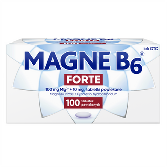 Magne B6 Forte 100 mg + 10 mg, 100 tabletek powlekanych USZKODZONE OPAKOWANIE - zdjęcie produktu