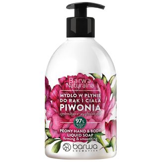 Barwa Naturalna, mydło w płynie do rąk i ciała z piwonią, 500 ml - zdjęcie produktu