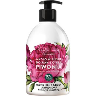 Barwa Naturalna, mydło w płynie do rąk i ciała z piwonią, 500 ml - zdjęcie produktu