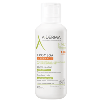 A-Derma Exomega Control, balsam emolient, łagodzący atopowe zapalenie skóry, skóra sucha i skłonna do atopii, od 1 dnia życia, 400 ml - zdjęcie produktu
