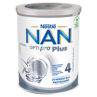 Nestle NAN Optipro Plus 4, mleko modyfikowane dla dzieci po 2 roku, 800 g USZKODZONE OPAKOWANIE Nestle NAN Optipro Plus 4, mleko modyfikowane dla dzieci po 2 roku, 800 g USZKODZONE OPAKOWANIE - zdjęcie produktu