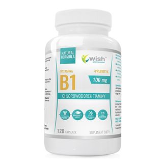 Wish Witamina B1 100 mg + Prebiotyk, 120 kapsułek - zdjęcie produktu