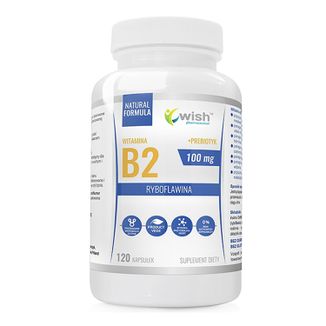 Wish Witamina B2 100 mg + Prebiotyk, 120 kapsułek - zdjęcie produktu