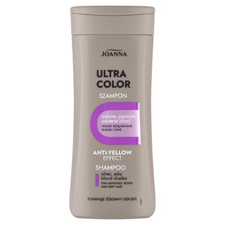 Joanna Ultra Color, srebrny szampon do włosów blond, rozjaśnianych i siwych, srebrne, popielate odcienie blond, 200 ml - zdjęcie produktu