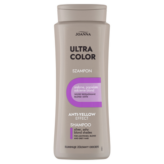 Joanna Ultra Color, srebrny szampon do włosów blond, rozjaśnianych i siwych, srebrne, popielate odcienie blond, 400 ml - zdjęcie produktu