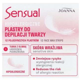 Joanna Sensual, hipoalergiczne plastry do depilacji twarzy, do skóry wrażliwej, 12 sztuk - zdjęcie produktu