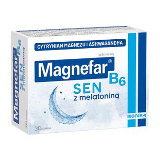 Magnefar B6 Sen z melatoniną, 30 tabletek - zdjęcie produktu