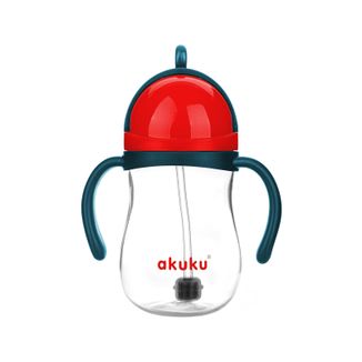 Akuku, bidon ze słomką z odważnikiem, niebiesko-czerwony, A0164, od 9 miesiąca, 280 ml USZKODZONE OPAKOWANIE - zdjęcie produktu