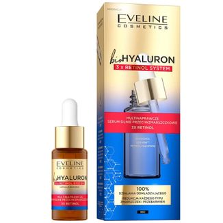 Eveline Cosmetics Bio Hyaluron 3 x Retinol, multinaprawcze serum silnie przeciwzmarszczkowe, na noc, 18 ml - zdjęcie produktu