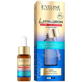 Eveline Cosmetics Bio Hyaluron 3 x Retinol System, multinawilżające serum wypełniające zmarszczki, 18 ml - zdjęcie produktu
