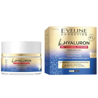 Eveline Cosmetics Bio Hyaluron 3 x Retinol System 50+, liftingujący krem do twarzy, aktywnie odmładzający, 50 ml - zdjęcie produktu