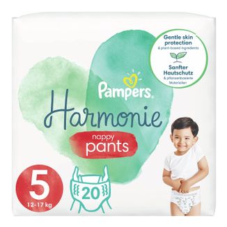 Pampers Harmonie Pants, pieluchomajtki, rozmiar 5, 12-17 kg, 20 sztuk - zdjęcie produktu