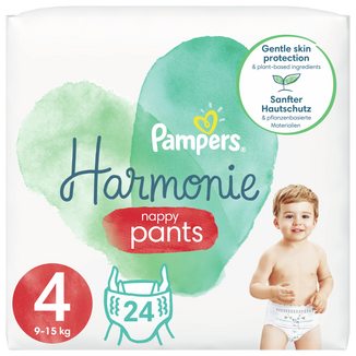 Pampers Harmonie Pants, pieluchomajtki, rozmiar 4, 9-15 kg, 24 sztuki - zdjęcie produktu