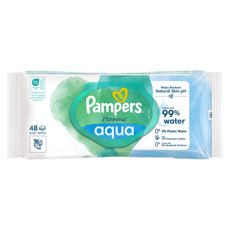 Pampers Harmonie Aqua, chusteczki nawilżane, 48 sztuk - zdjęcie produktu