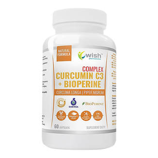 Wish Curcumin C3 + Bioperine Complex, kurkumina i piperyna, 60 kapsułek - zdjęcie produktu