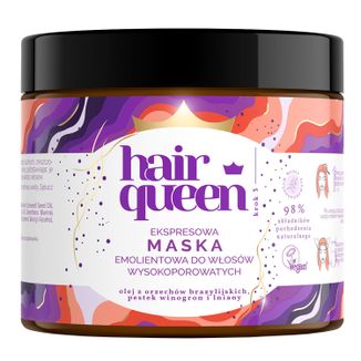 Hair Queen, ekspresowa maska emolientowa do włosów wysokoporowatych, 400 ml - zdjęcie produktu