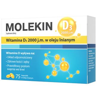 Molekin D3, witamina D3 2000 j.m. w oleju lnianym, 75 kapsułek - zdjęcie produktu
