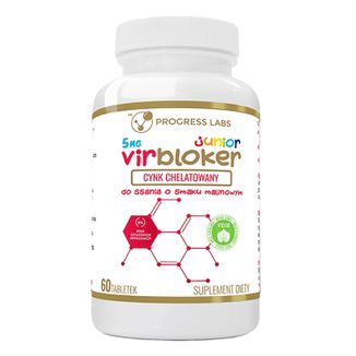 Progress Labs Virbloker Junior, smak malinowy, 60 tabletek do ssania - zdjęcie produktu