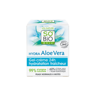 So'Bio Etic Hydra Aloe Vera, 24-godzinny nawilżający krem-żel do twarzy, skóra normalna i sucha, 50 ml - zdjęcie produktu