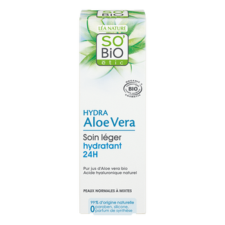 So'Bio Etic Hydra Aloe Vera, 24-godzinny lekki krem nawilżający do twarzy, skóra normalna i mieszana, 50 ml - zdjęcie produktu